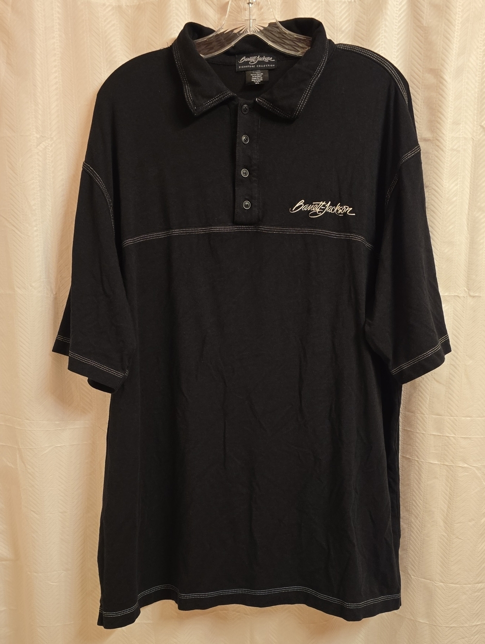 Barrett-Jackson Shirt Men's Size Xl Black Polo Contrast Stitching